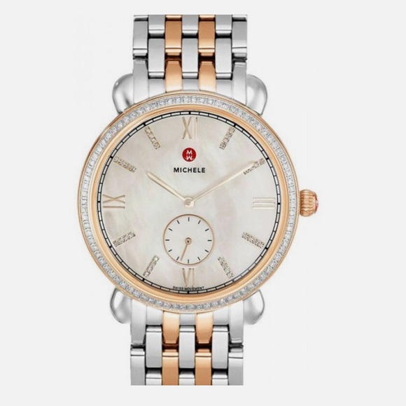 Michele Jewelry - MICHELE Mother of Pearl Diamond Two Tone Watch